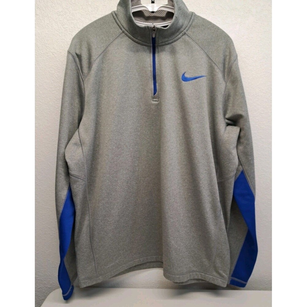 Nike Men's Large 1/4 Zip Gray Pullover Stretch Therma-Fit Stretch
